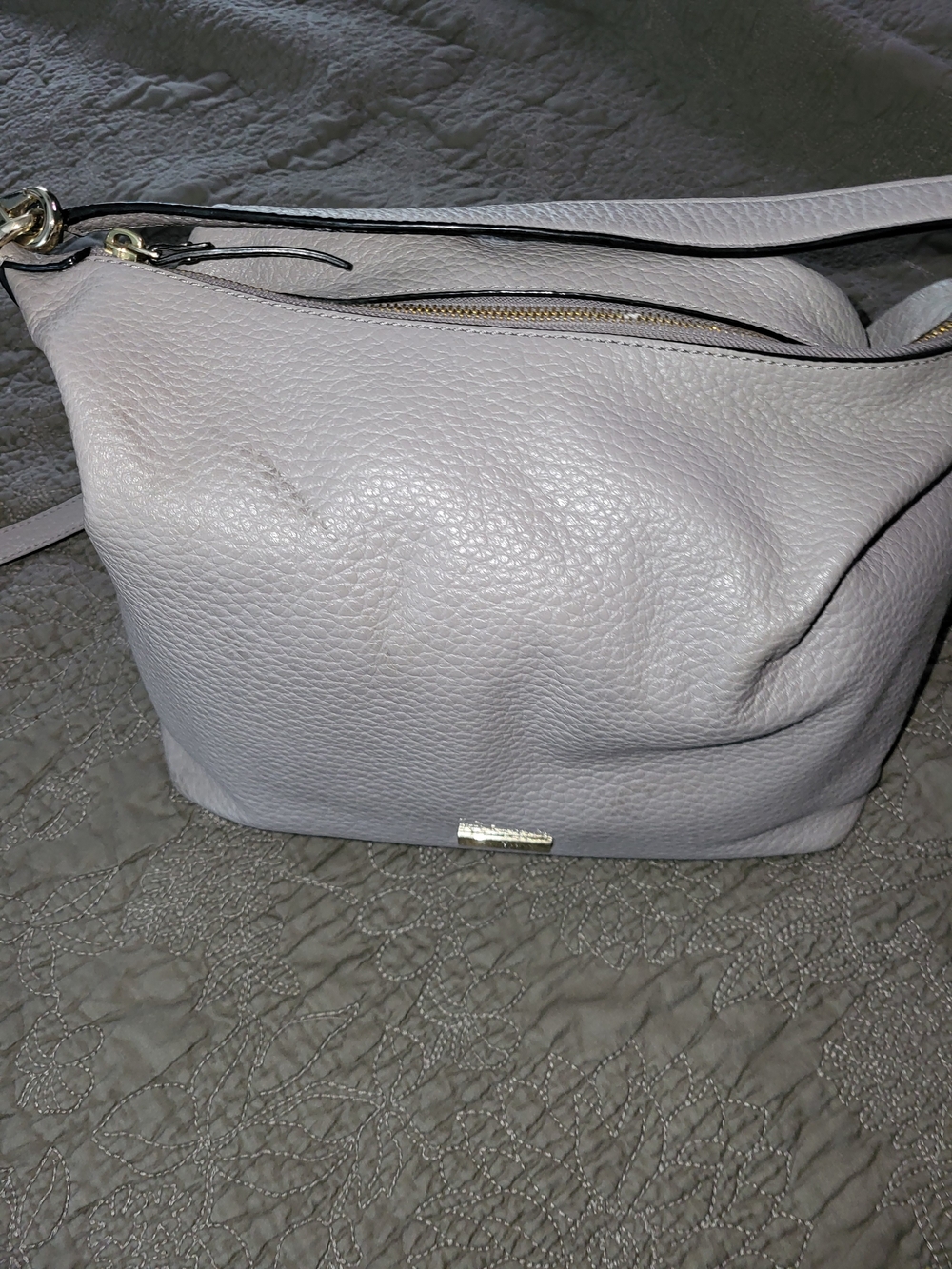 Kate Spade Soft Pebbled Leather Shoulder Bag in Light Gray